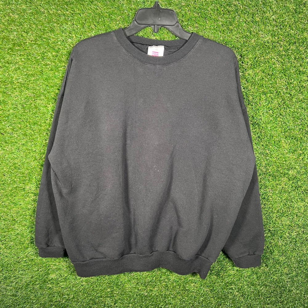 Hanes Her‎ Way Vintage Black Crewneck Sweatshirt Womens XL Solid Fleece Pullover